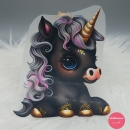 "Einhorn schwarz" Bügelbild  (ca. 17cm X 14cm)